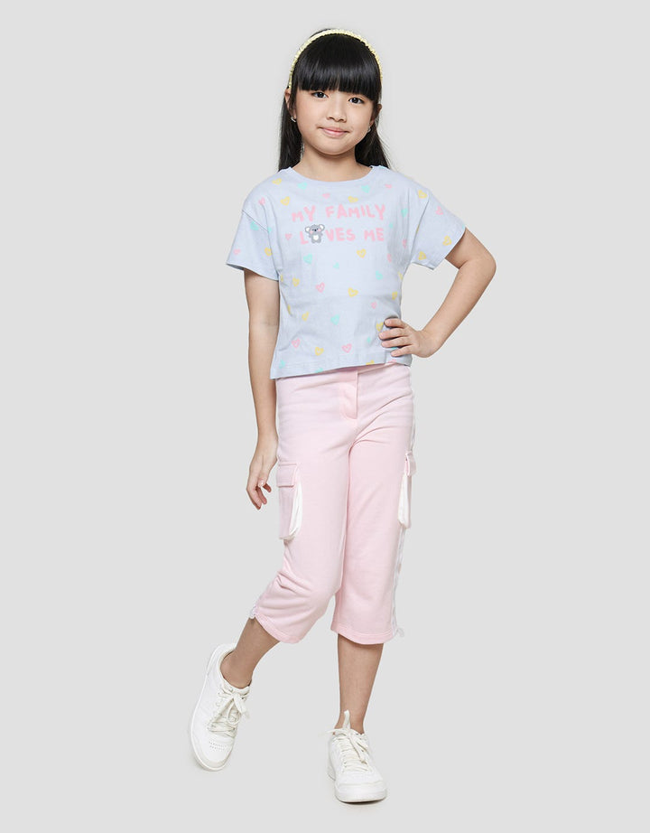 Little M My Family Loves Me Girls Short Sleeve T-Shirt