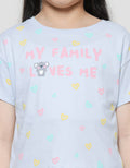 Little M My Family Loves Me Girls Short Sleeve T-Shirt
