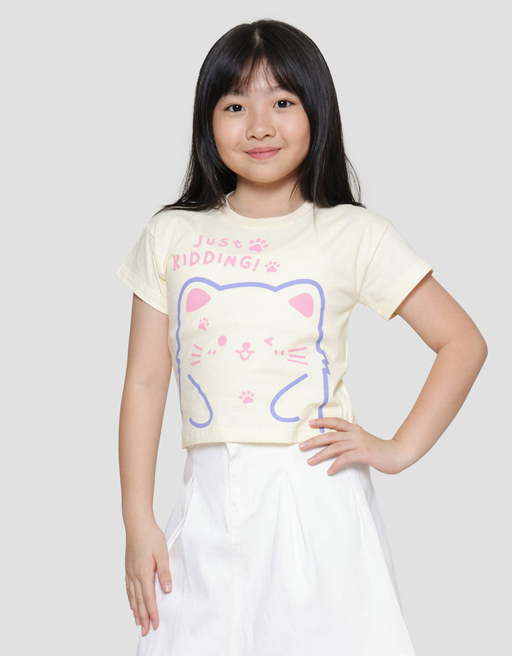 Little M Just Kidding Girls Short Sleeve T-shirt