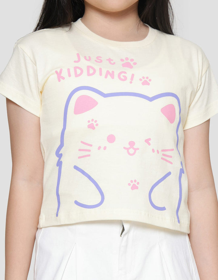 Little M Just Kidding Girls Short Sleeve T-shirt