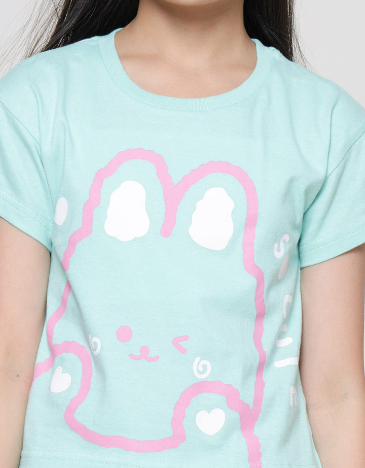 Little M Print Colors Rabbit Kaos Anak Perempuan