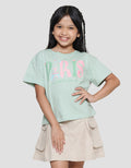 Aero Paris Eiffel Love Print Kaos Lengan Pendek Anak Perempuan