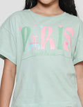 Aero Paris Eiffel Love Print Kaos Lengan Pendek Anak Perempuan