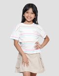 Aero Print Salur 3 Warna Kaos Lengan Pendek Anak Perempuan