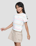 Aero Print Salur 3 Warna Kaos Lengan Pendek Anak Perempuan