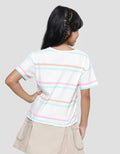Aero Print Salur 3 Warna Kaos Lengan Pendek Anak Perempuan
