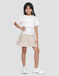 Aero Print Salur 3 Warna Kaos Lengan Pendek Anak Perempuan