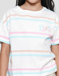 Aero Print Salur 3 Warna Kaos Lengan Pendek Anak Perempuan