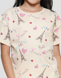 Aero Bonjour Paris Print Girls Short Sleeve T-Shirt
