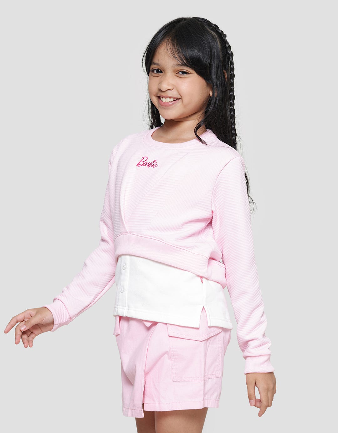Character Barbie Texture Sweater Anak Perempuan
