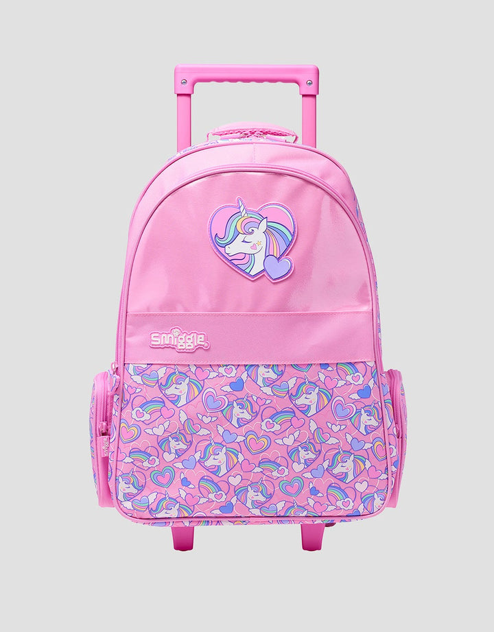 Smiggle Fly High Trolley Backpack With Light Up Wheels Unicorn Anak Perempuan