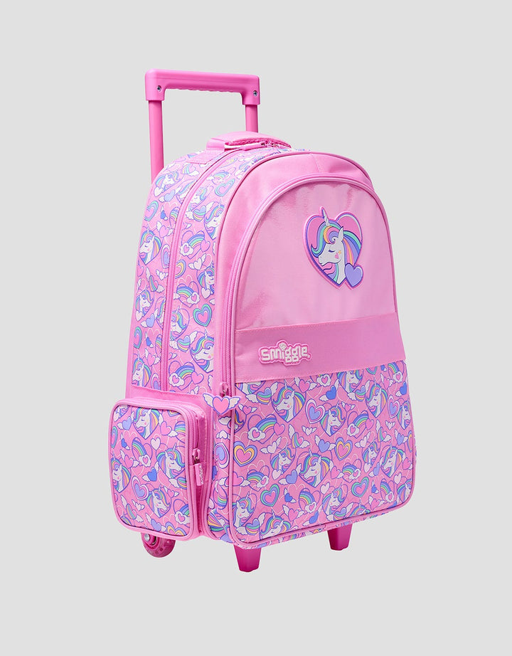 Smiggle Fly High Trolley Backpack With Light Up Wheels Unicorn Anak Perempuan