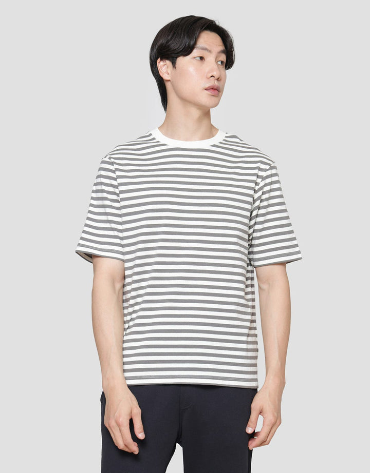 Suko Striped Print Round Collar Men's Oversized Short Sleeve T-Shirt