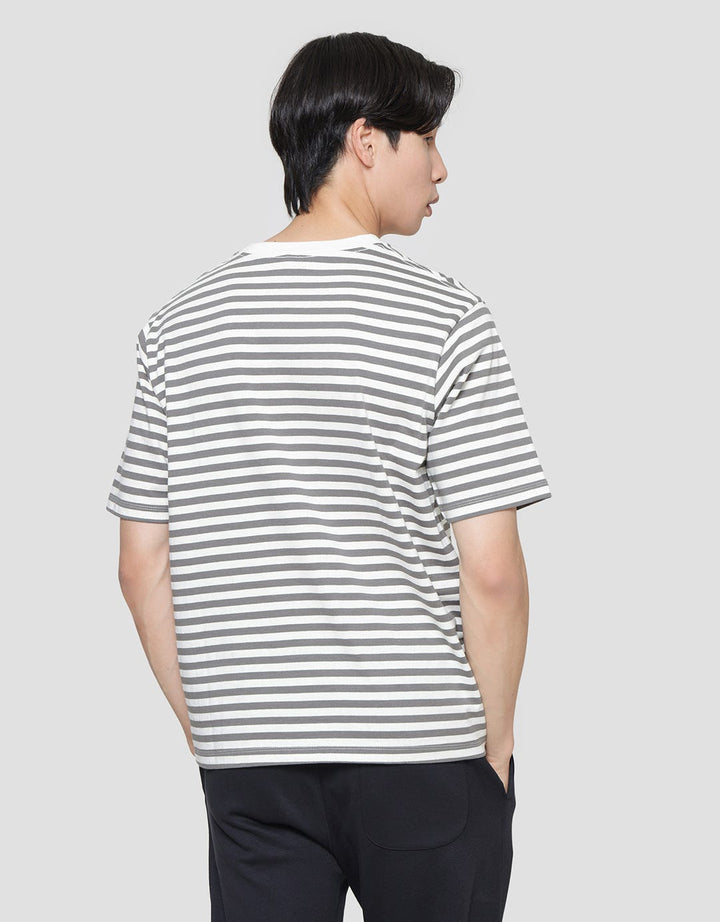 Suko Striped Print Round Collar Men's Oversized Short Sleeve T-Shirt