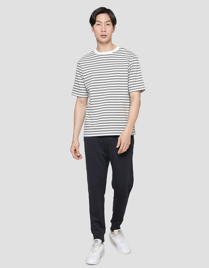 Suko Striped Print Round Collar Men's Oversized Short Sleeve T-Shirt