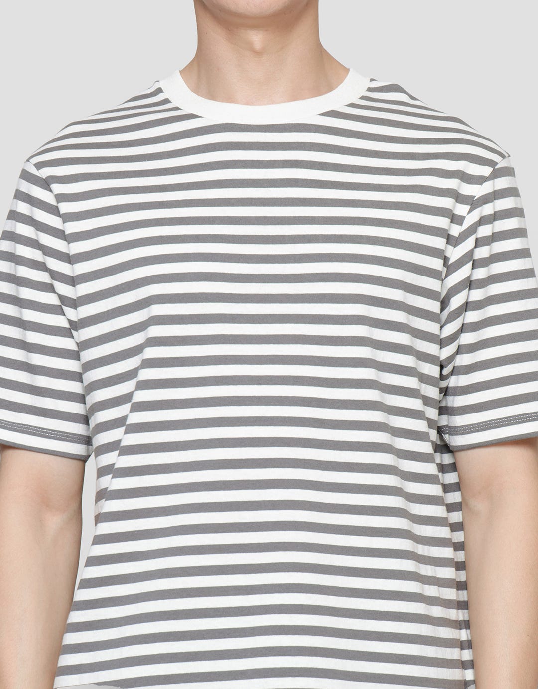 Suko Striped Print Round Collar Men's Oversized Short Sleeve T-Shirt