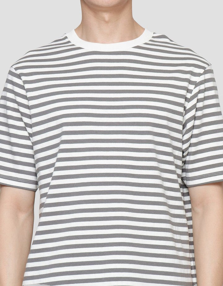 Suko Striped Print Round Collar Men's Oversized Short Sleeve T-Shirt
