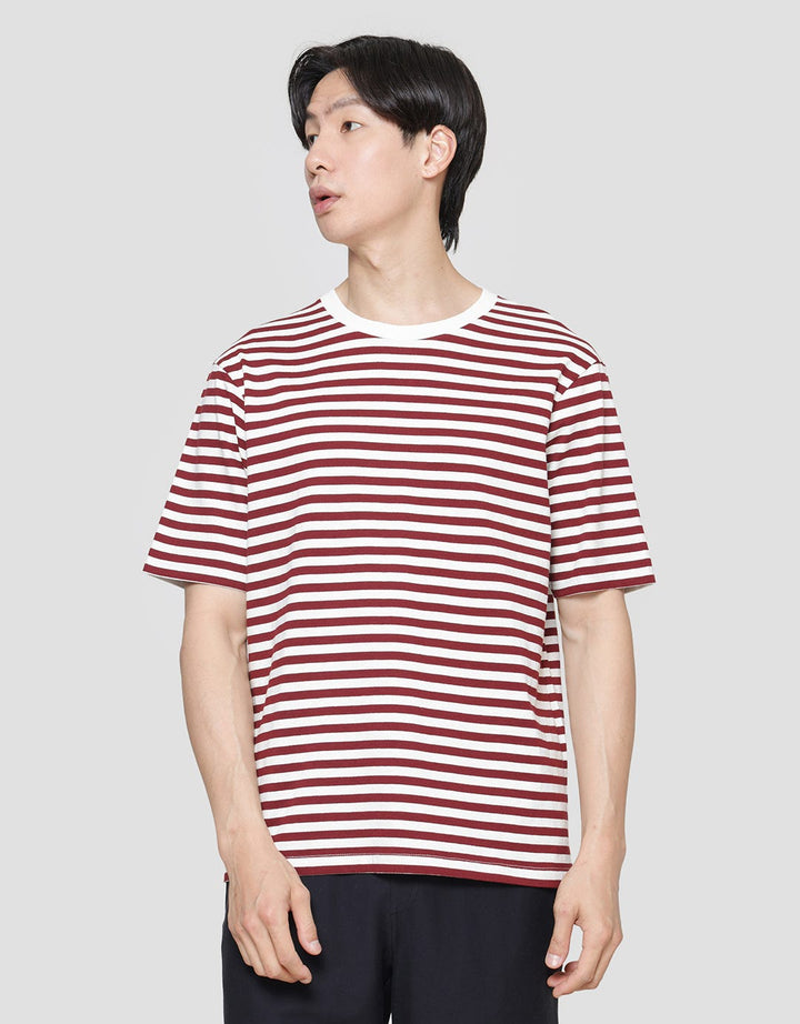 Suko Striped Print Round Collar Men's Oversized Short Sleeve T-Shirt