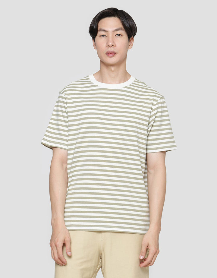 Suko Striped Print Round Collar Men's Oversized Short Sleeve T-Shirt