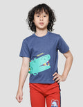 Little M Croco Aplikasi Print Kaos Lengan Pendek Anak Laki-laki