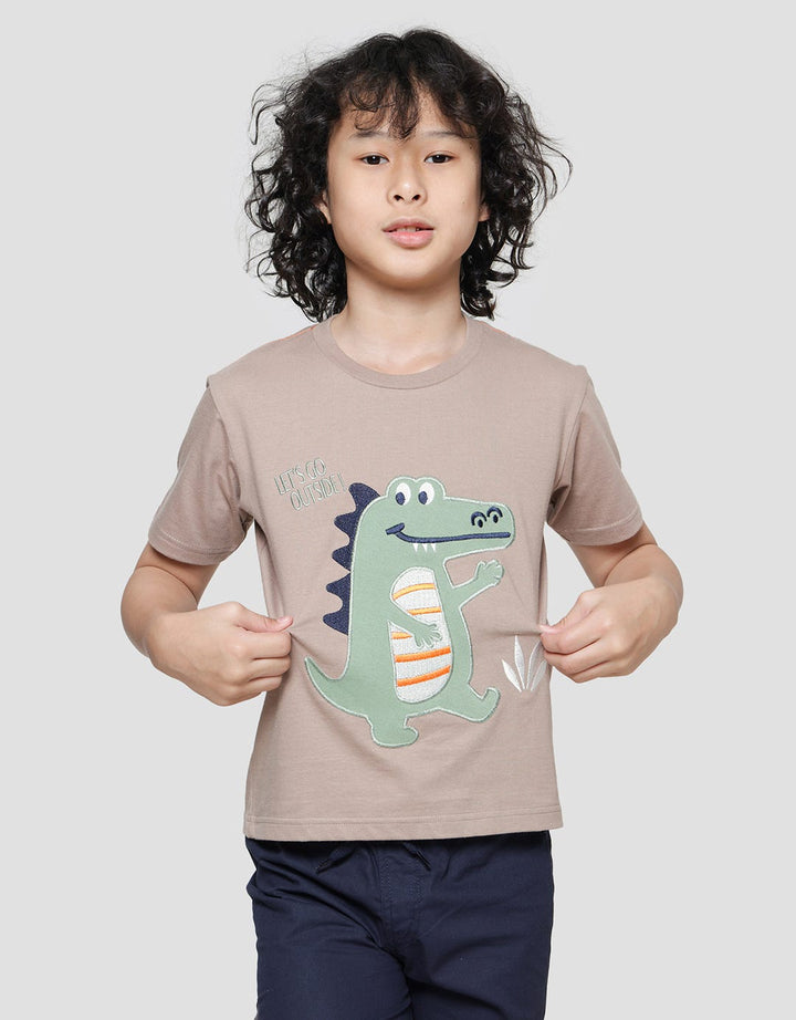 Little M Croco Lets Go Aplikasi Print Kaos Lengan Pendek Anak Laki-laki