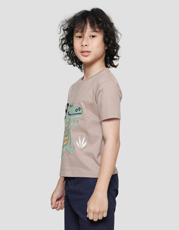 Little M Croco Lets Go Aplikasi Print Kaos Lengan Pendek Anak Laki-laki