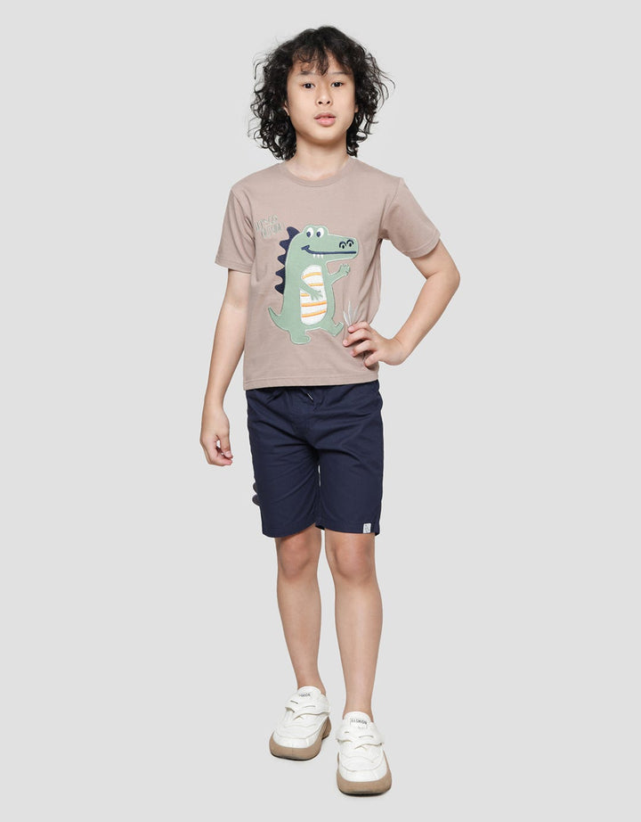 Little M Croco Lets Go Aplikasi Print Kaos Lengan Pendek Anak Laki-laki