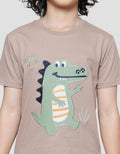 Little M Croco Lets Go Aplikasi Print Kaos Lengan Pendek Anak Laki-laki