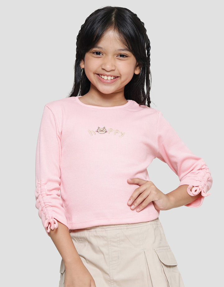 Little M Drawstring Sleeve Girls T-Shirt