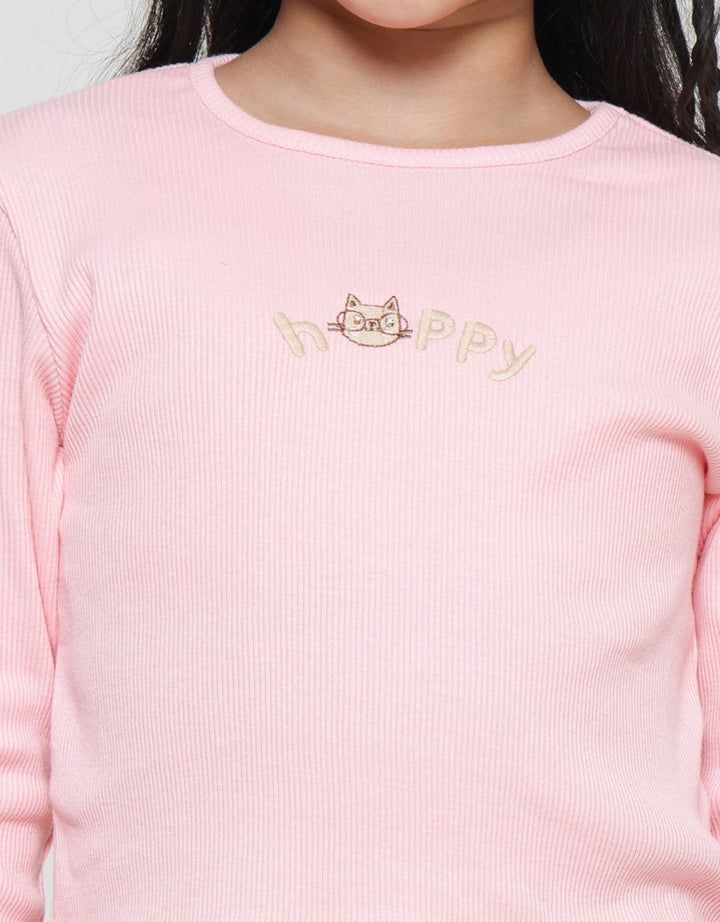 Little M Drawstring Sleeve Girls T-Shirt