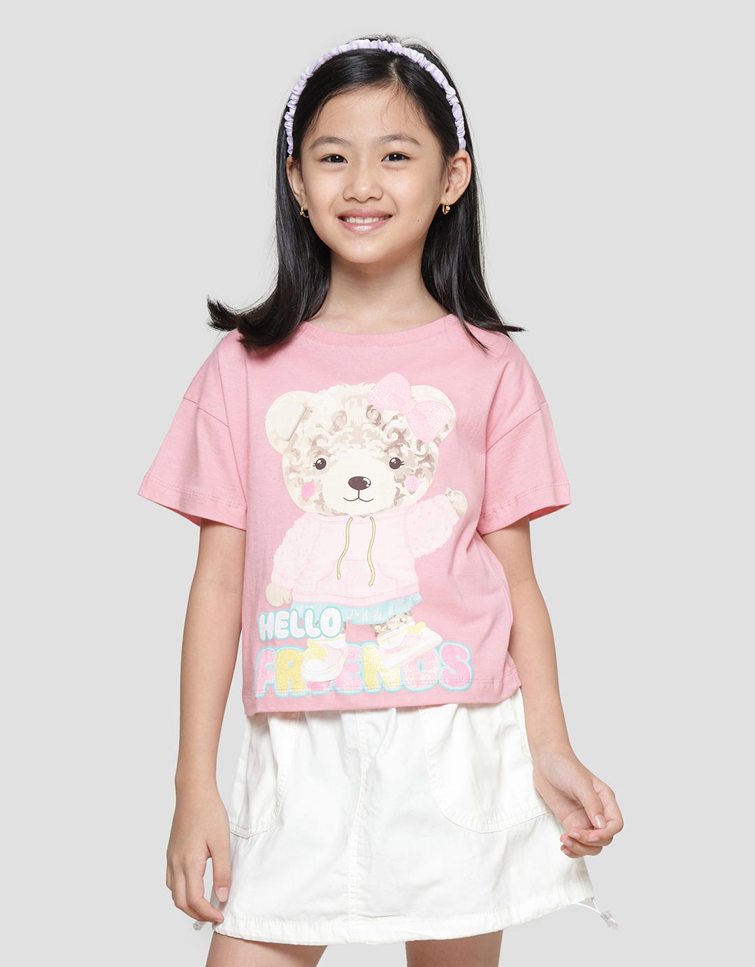Little M Hello Friends Bear 4 Kaos Lengan Pendek Anak Perempuan
