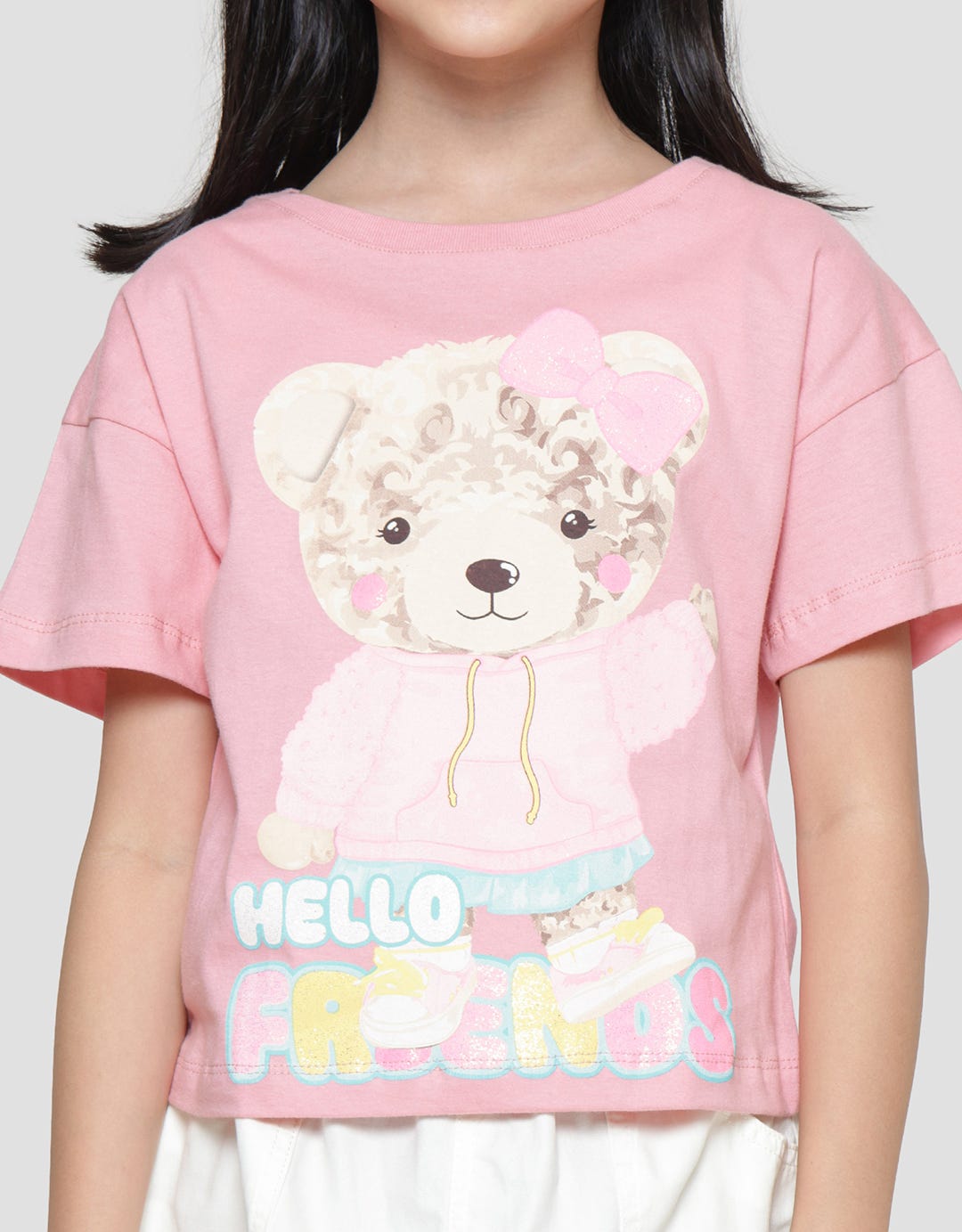 Little M Hello Friends Bear 4 Kaos Lengan Pendek Anak Perempuan