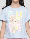 Little M Cute Bear 5 Girls Short Sleeve T-shirt