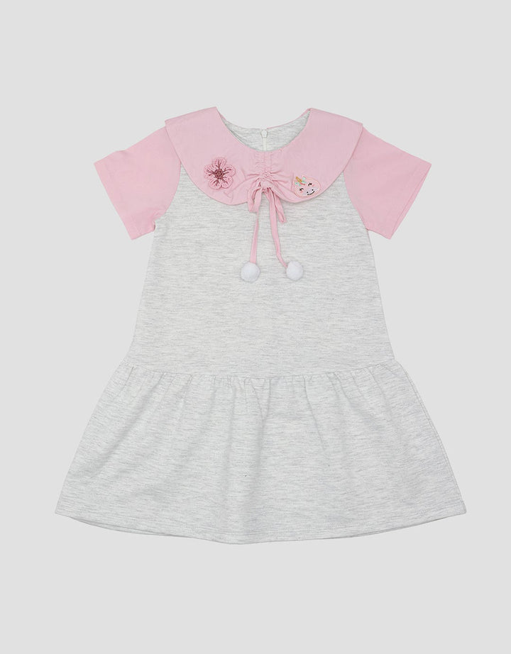 Little M Kerah Woven Aplikasi Unicorn And Pompom Midi Dress Anak Perempuan