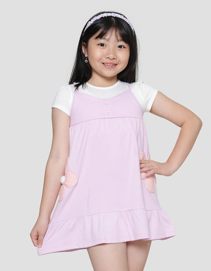 Little M Aplikasi Bunga Midi Dress Overall Anak Laki-Laki