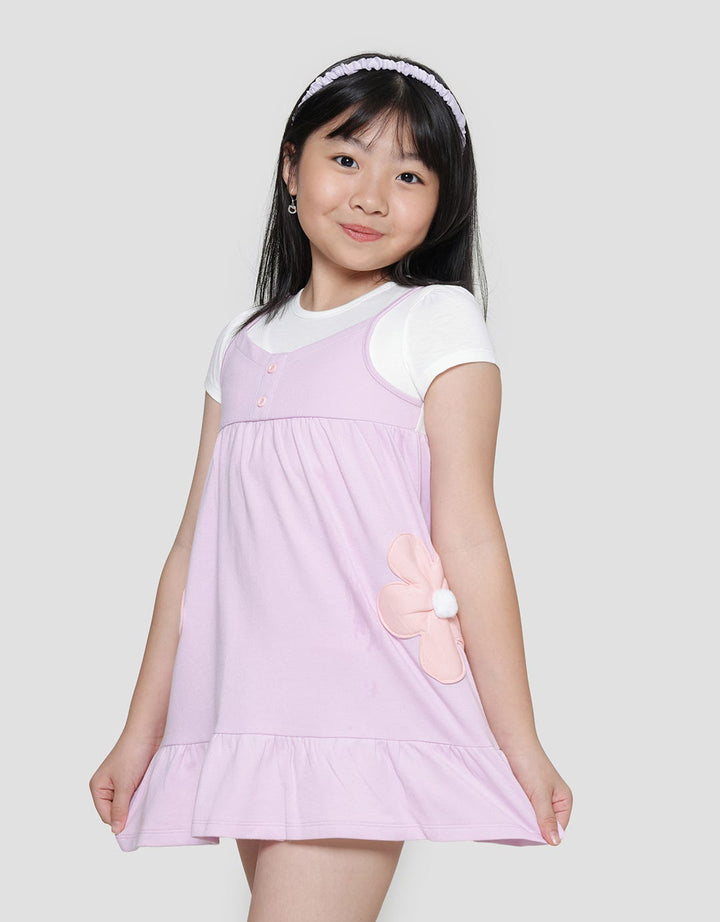 Little M Aplikasi Bunga Midi Dress Overall Anak Laki-Laki