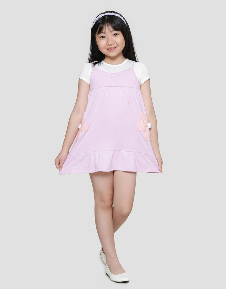 Little M Aplikasi Bunga Midi Dress Overall Anak Laki-Laki