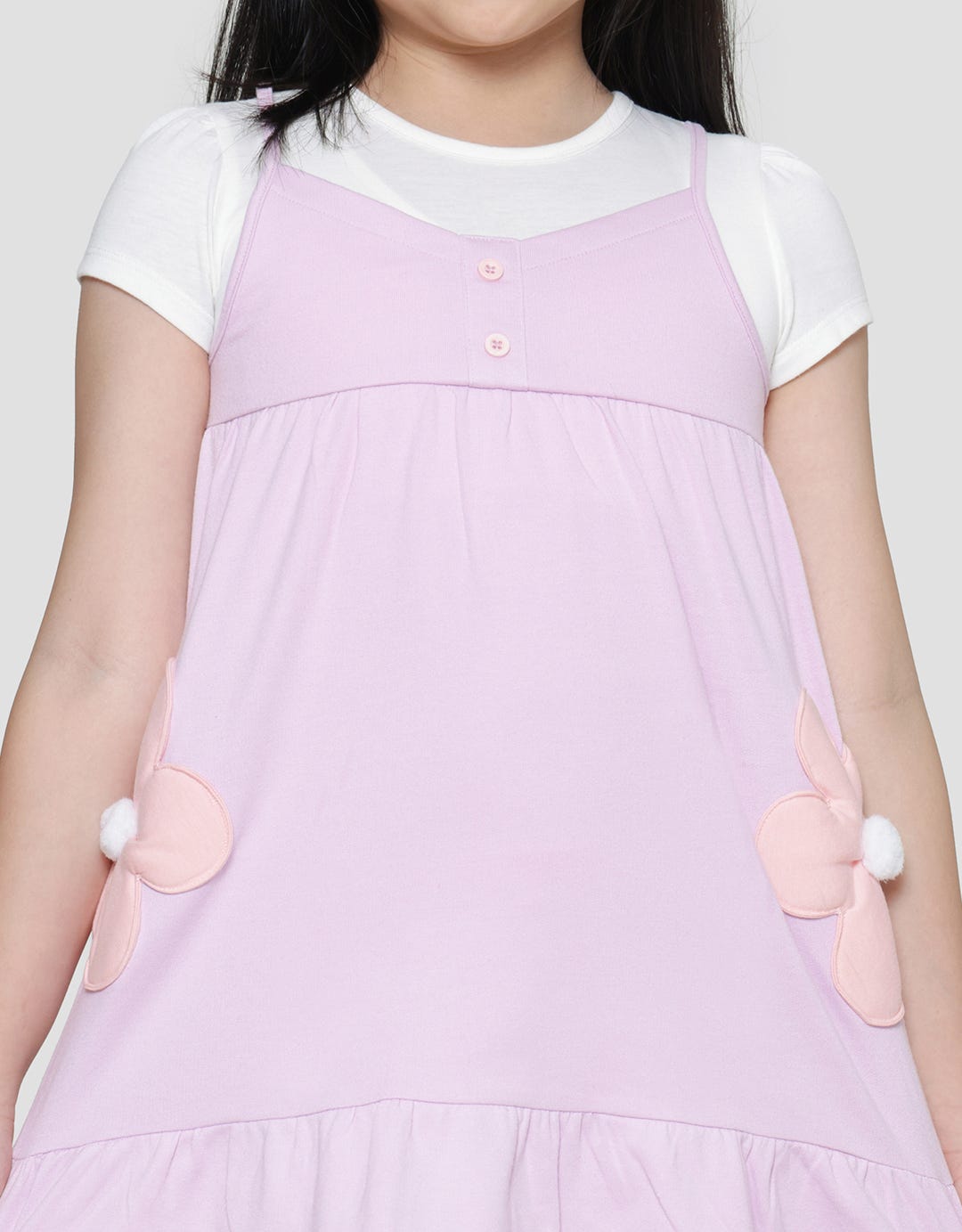 Little M Aplikasi Bunga Midi Dress Overall Anak Laki-Laki