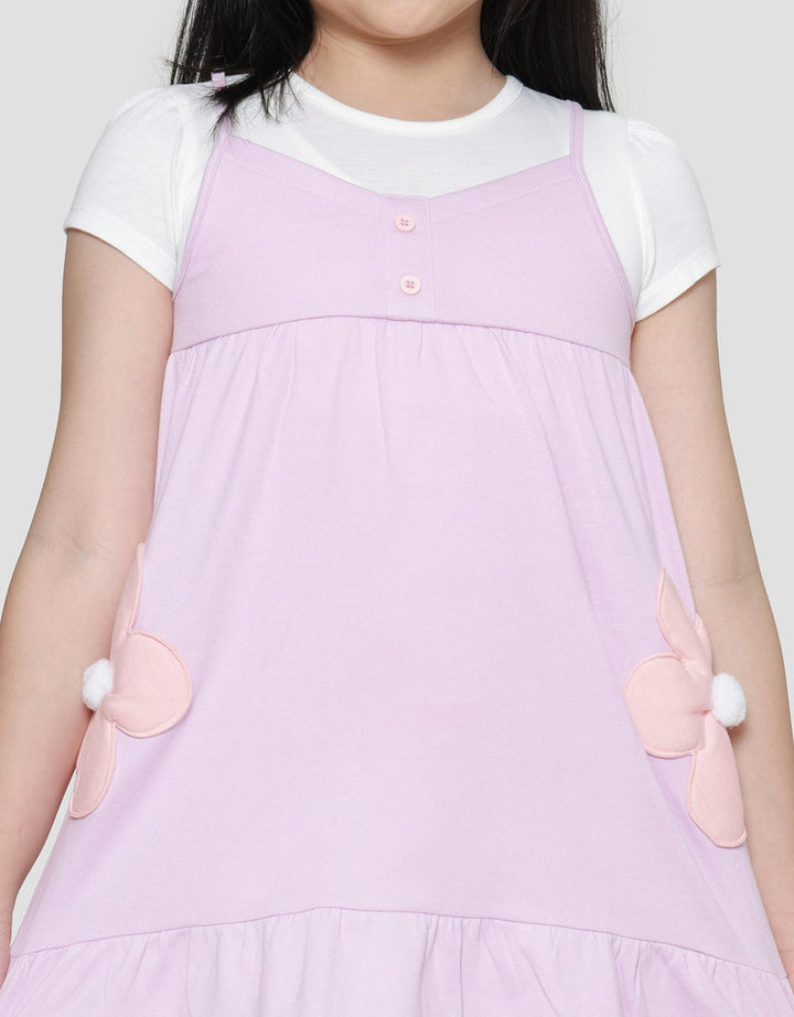 Little M Aplikasi Bunga Midi Dress Overall Anak Laki-Laki