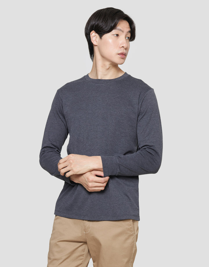 SUKO ROUND NECK SOFT TOUCH KERAH BULAT LENGAN PANJANG KAOS PRIA