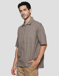 Details Zipper Seersucker Men's Shirt