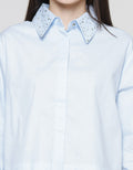 Details Studs Collar Women's Shirt