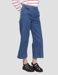 Details Mini Under Waist Pocket Women's Semi Cullote Denim Pants