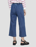 Details Mini Under Waist Pocket Women's Semi Cullote Denim Pants