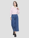 Details Mini Under Waist Pocket Women's Semi Cullote Denim Pants