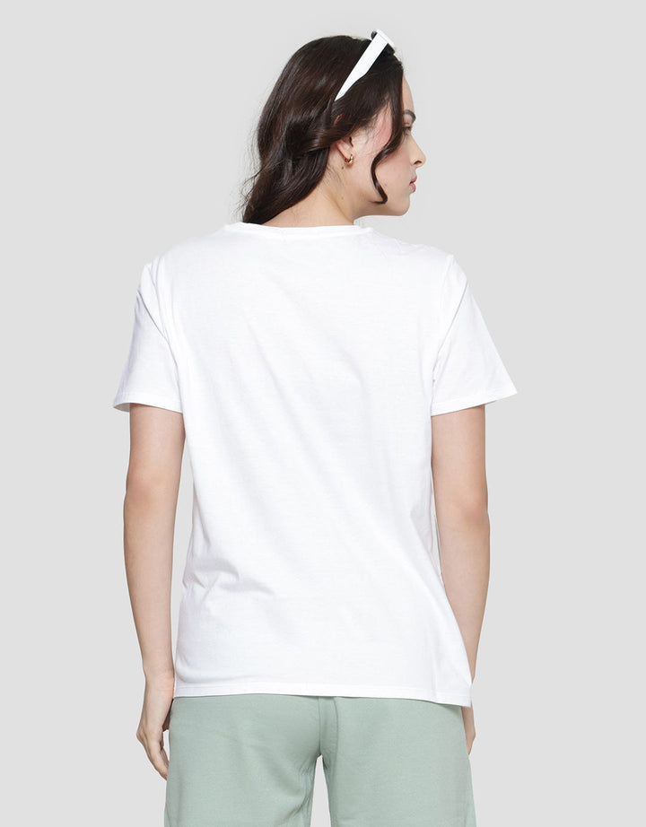 Details Summer Foil Print Kaos Lengan Pendek Wanita