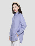 Details Oversize Stripes Kemeja Lengan Panjang Wanita