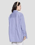 Details Oversize Stripes Kemeja Lengan Panjang Wanita