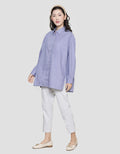 Details Oversize Stripes Kemeja Lengan Panjang Wanita