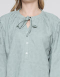 Details of Women's Basic Tie Neck Blouse